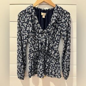 NWOT Michael Kors floral ruched blouse - XXS